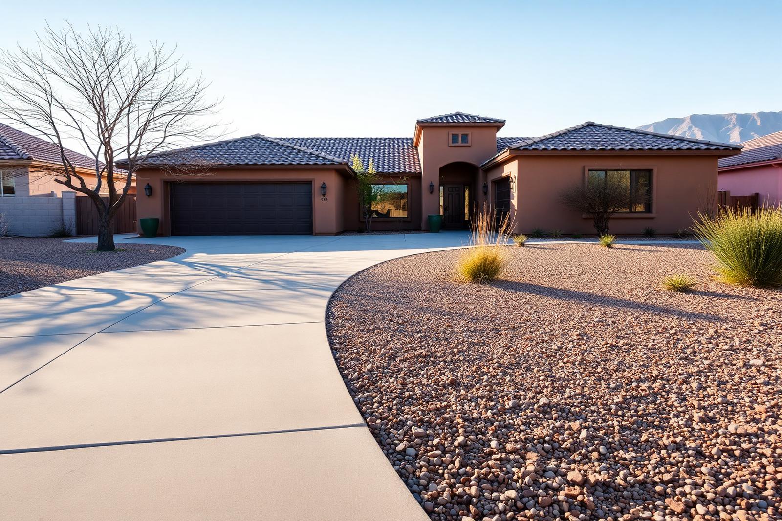 Concrete leveling technician injecting polyurethane foam beneath a residential driveway at a Albuquerque, NM home